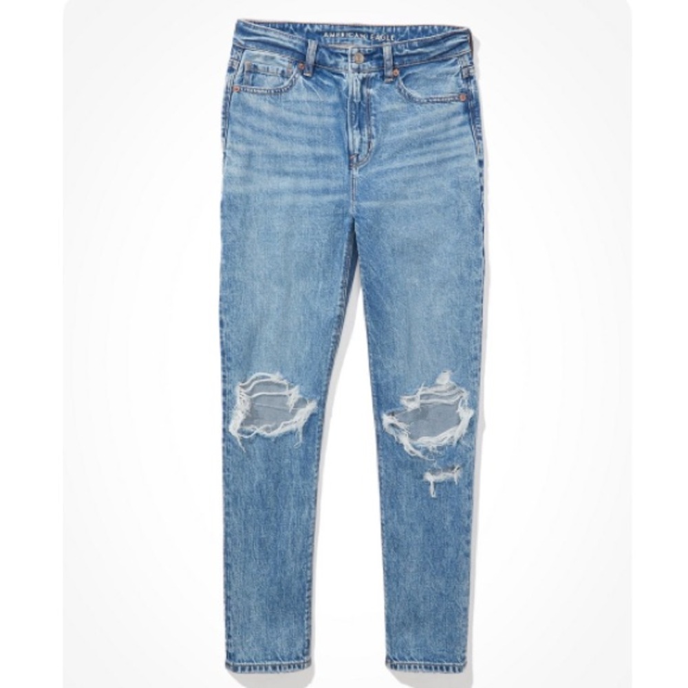 American Eagle Strigid Ripped Mom Jean, Size 6